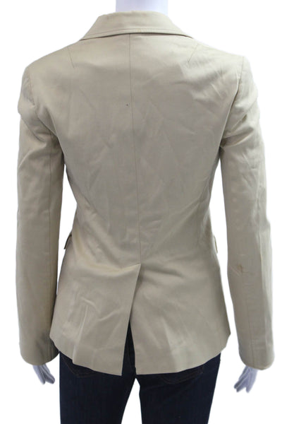Joseph Women Beige Collared Button Blazer Long Sleeve Cotton Stretch Size 40