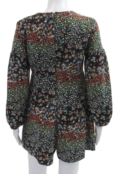 Zara Basic Women A-Line Mini Floral VNeck Long Sleeve Dress Multicolor Size M