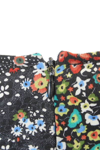 Zara Basic Women A-Line Mini Floral VNeck Long Sleeve Dress Multicolor Size M