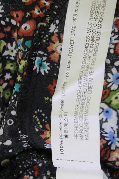 Zara Basic Women A-Line Mini Floral VNeck Long Sleeve Dress Multicolor Size M