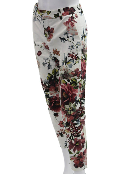 Zara Woman Womens Cropped Ankle Floral White Pants Size 4