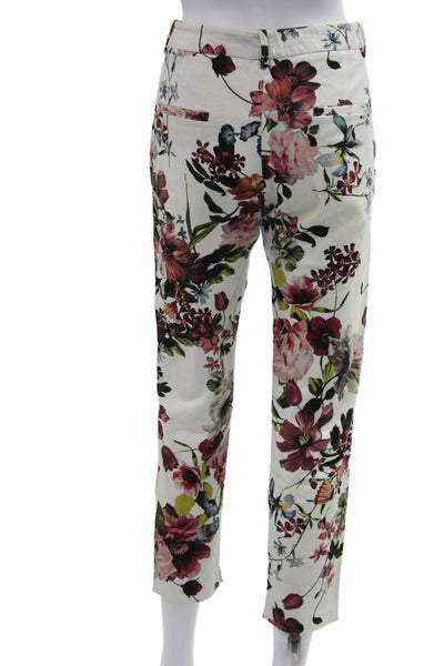 Zara Woman Womens Cropped Ankle Floral White Pants Size 4