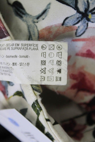Zara Woman Womens Cropped Ankle Floral White Pants Size 4