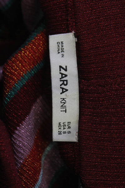 Zara Knit Womens Black Striped Bohemian Pants Size S