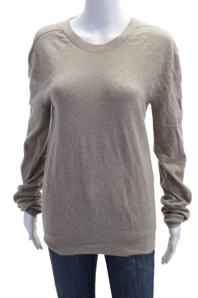 Active Cashmere Womens Pullover Sweater Beige Crew Neck Longsleeve Size S