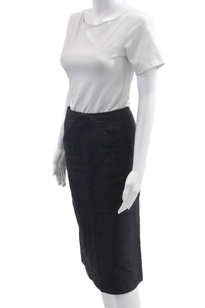 Patrizia Pepe Women Straight Pencil Skirt Dark Blue Solid Cotton Blend Size 40