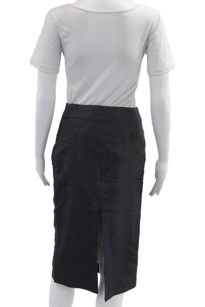 Patrizia Pepe Women Straight Pencil Skirt Dark Blue Solid Cotton Blend Size 40
