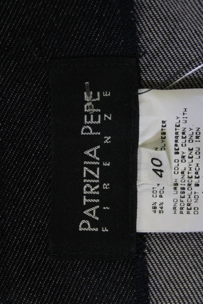 Patrizia Pepe Women Straight Pencil Skirt Dark Blue Solid Cotton Blend Size 40