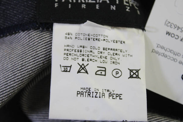 Patrizia Pepe Women Straight Pencil Skirt Dark Blue Solid Cotton Blend Size 40