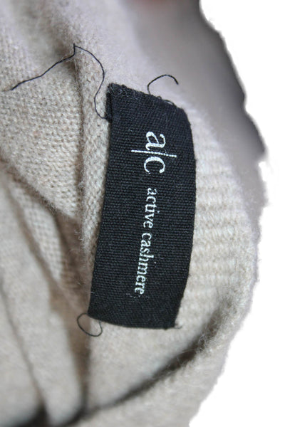 Active Cashmere Womens Pullover Sweater Beige Crew Neck Longsleeve Size S