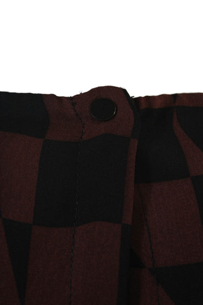 ALC Womens 100% Silk Geometric Tank Black Round Neck Size S