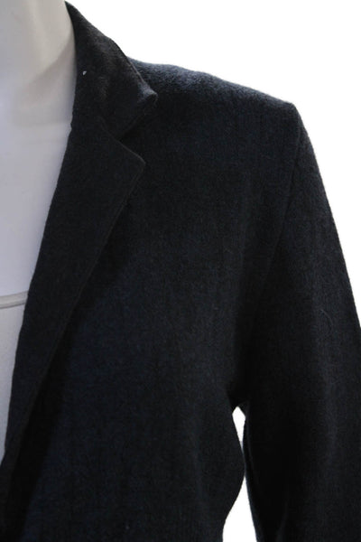 D Exterior Womens Overcoat Dark Blue Collared Button 95% Wool Size XS