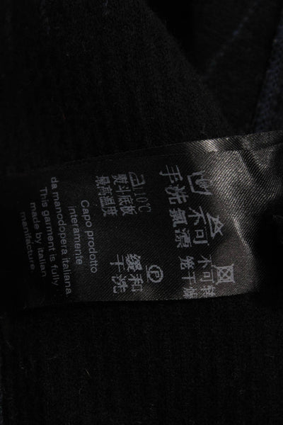 D Exterior Womens Overcoat Dark Blue Collared Button 95% Wool Size XS