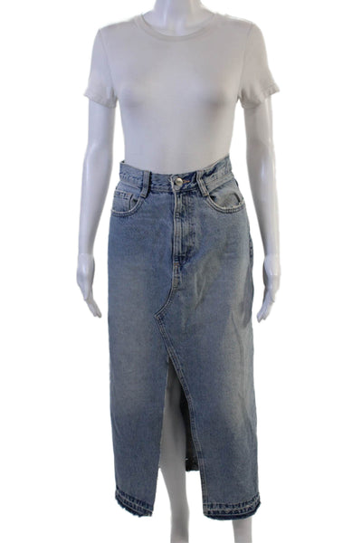 Zara Womens Maxi Wrap Cotton Skirt Blue Size XS