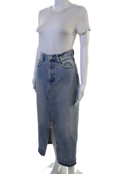 Zara Womens Maxi Wrap Cotton Skirt Blue Size XS
