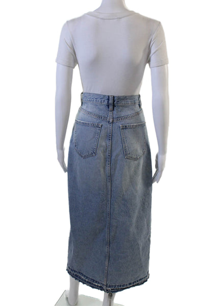 Zara Womens Maxi Wrap Cotton Skirt Blue Size XS