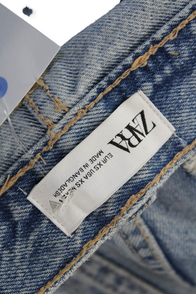 Zara Womens Maxi Wrap Cotton Skirt Blue Size XS