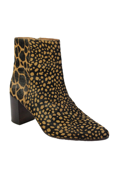 Madewell Women's Pointed Toe Block Heels Printed Ankle Boots Black Size 6