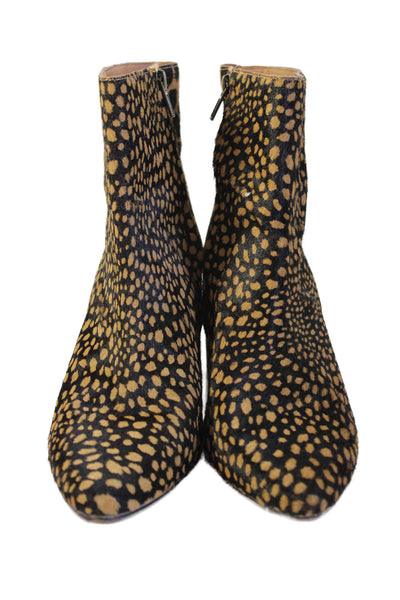 Madewell Women's Pointed Toe Block Heels Printed Ankle Boots Black Size 6