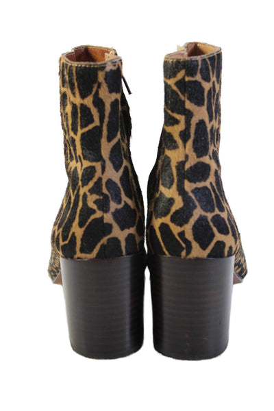 Madewell Women's Pointed Toe Block Heels Printed Ankle Boots Black Size 6