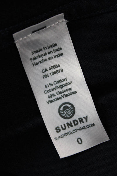 Sundry Womens Dark Blue Collared Cotton Button Up Long Sleeve Heart Top Size 0
