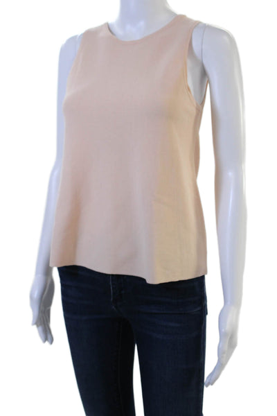 Milly Womens Basic Sleeveless Tank Beige Crew Neck Petite Size S