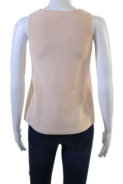 Milly Womens Basic Sleeveless Tank Beige Crew Neck Petite Size S