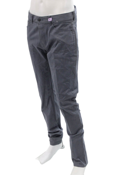 Club Monaco Men Dark Gray Chinos Cotton Spandex Button Solid Classic Size 33