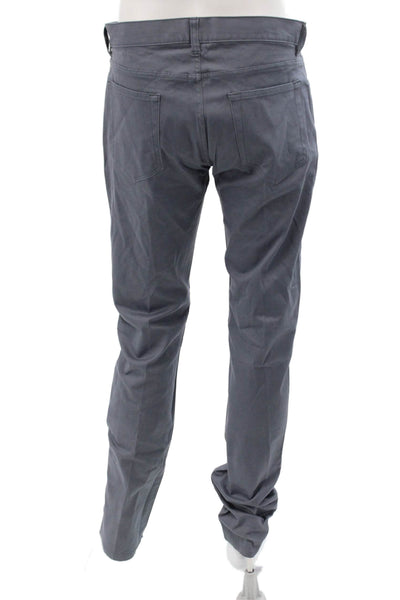 Club Monaco Men Dark Gray Chinos Cotton Spandex Button Solid Classic Size 33
