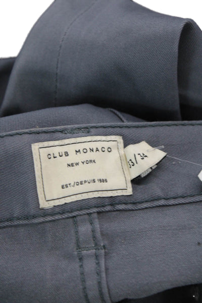 Club Monaco Men Dark Gray Chinos Cotton Spandex Button Solid Classic Size 33