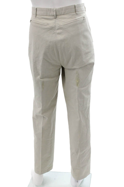 Donna Karan Signature Unisex Chinos Khakis Dress Pants Beige Button Size 36
