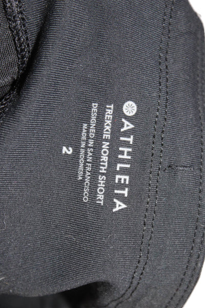 Athleta Unisex Outdoor Black Nylon Blend Zip Shorts Size 2