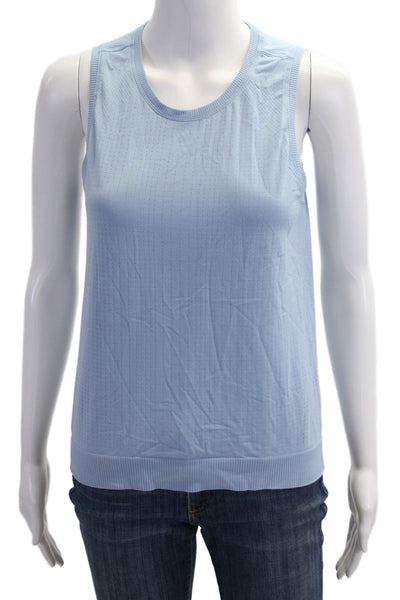 Athleta Women Light Blue Basic Tank Crew Neck Nylon Spandex Size S