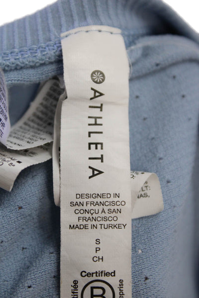 Athleta Women Light Blue Basic Tank Crew Neck Nylon Spandex Size S