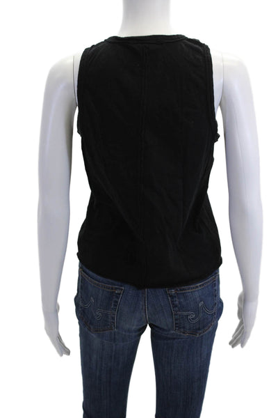 Michael Stars Women Black Sleeveless Tank Crew Neck Cotton Size M