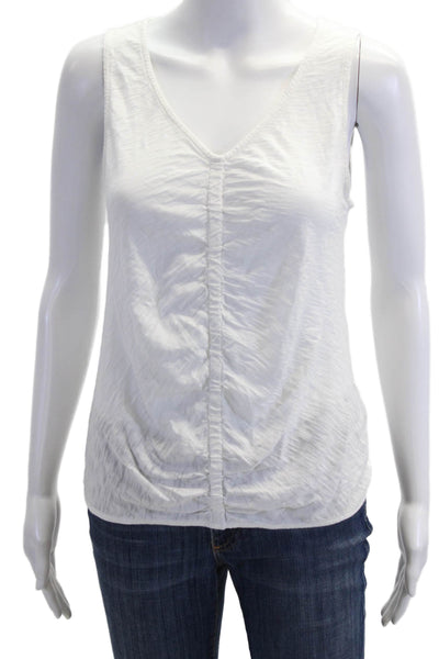 Goldie Women Basic V-Neck Sleeveless Pima Cotton Tank White Size M