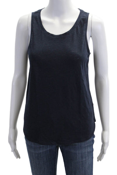 Athleta Womens Dark Blue Basic Tank Round Neck Cotton Polyester Size M
