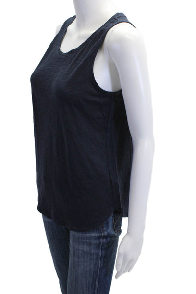 Athleta Womens Dark Blue Basic Tank Round Neck Cotton Polyester Size M