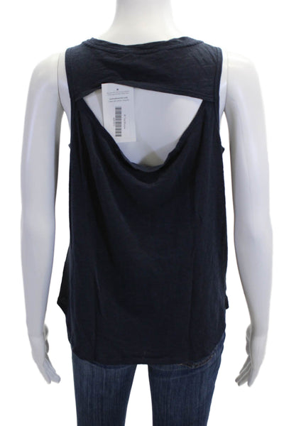 Athleta Womens Dark Blue Basic Tank Round Neck Cotton Polyester Size M