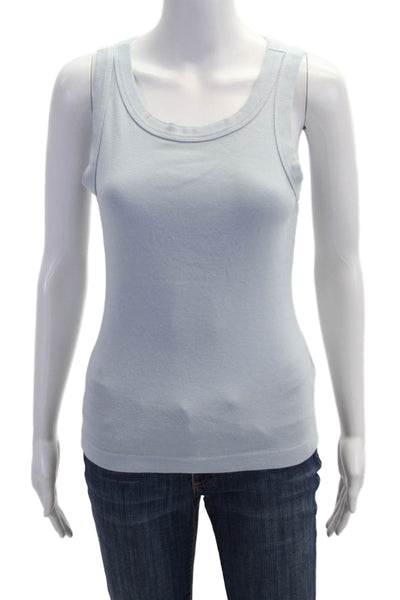 Michael Stars Women Basic Sleeveless Tank Light Blue 100% Cotton Size One Size