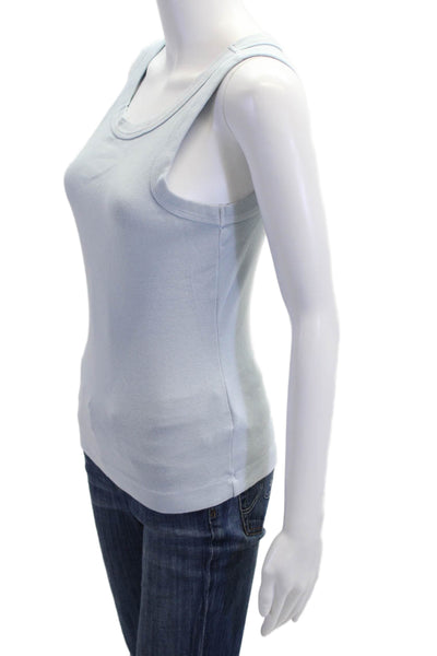 Michael Stars Women Basic Sleeveless Tank Light Blue 100% Cotton Size One Size