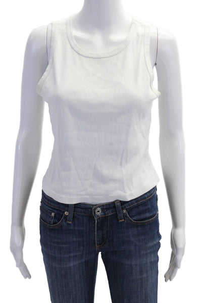 Michael Stars Women Cropped Tank Cotton White Sleeveless Size One Size