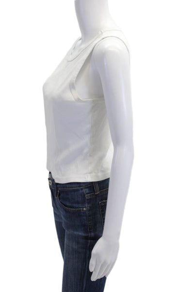 Michael Stars Women Cropped Tank Cotton White Sleeveless Size One Size