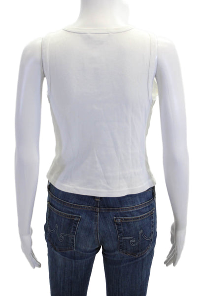 Michael Stars Women Cropped Tank Cotton White Sleeveless Size One Size