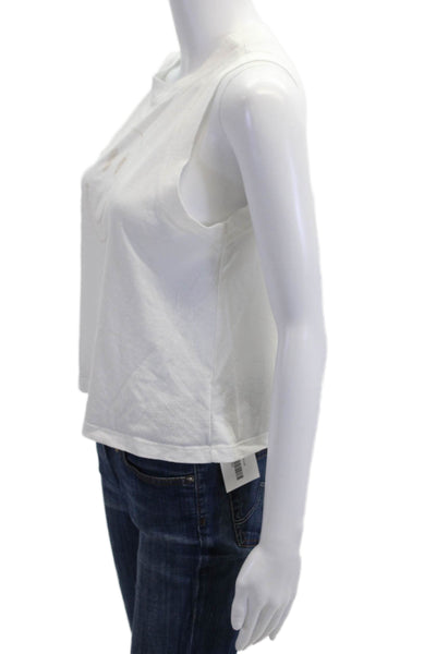 Jac Parker Women White Cropped 90s Graphic Tank Crew Neck Size M