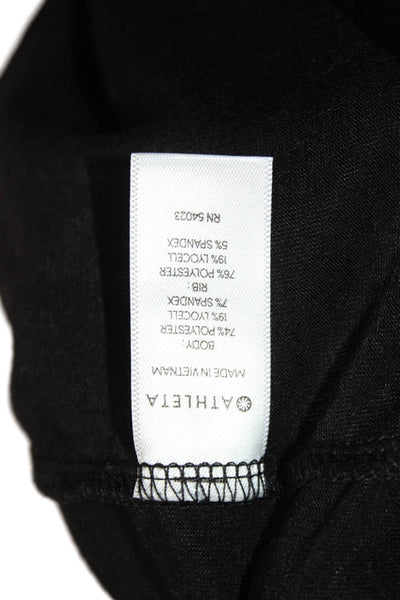 Athleta Womens Cropped V-Neck T-Shirt Black Short Sleeve Drawstring Size S