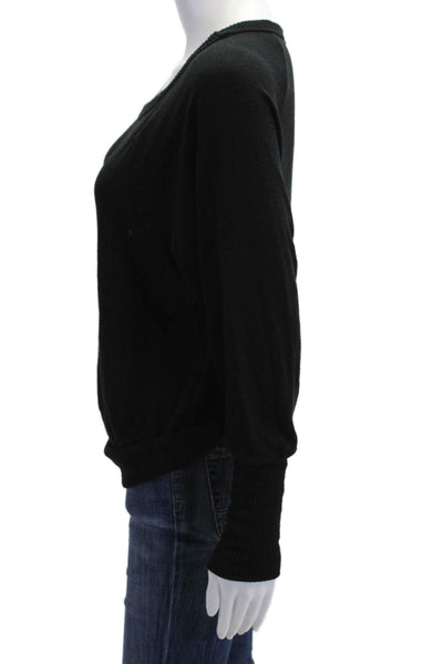 Michael Stars Women Pullover Sweaters Black Round Neck Long Sleeve Size S