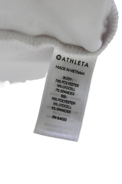 Athleta Womens Cropped Basic White Crew Neck T-Shirt Short Sleeve Size S