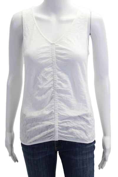 Goldie Women Basic White Pima Cotton V-Neck Sleeveless Tank Size S