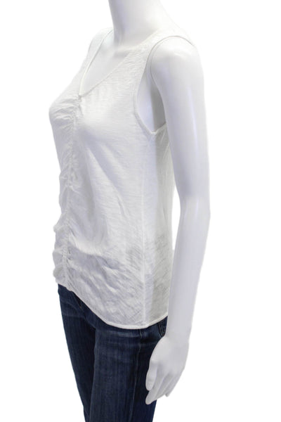 Goldie Women Basic White Pima Cotton V-Neck Sleeveless Tank Size S